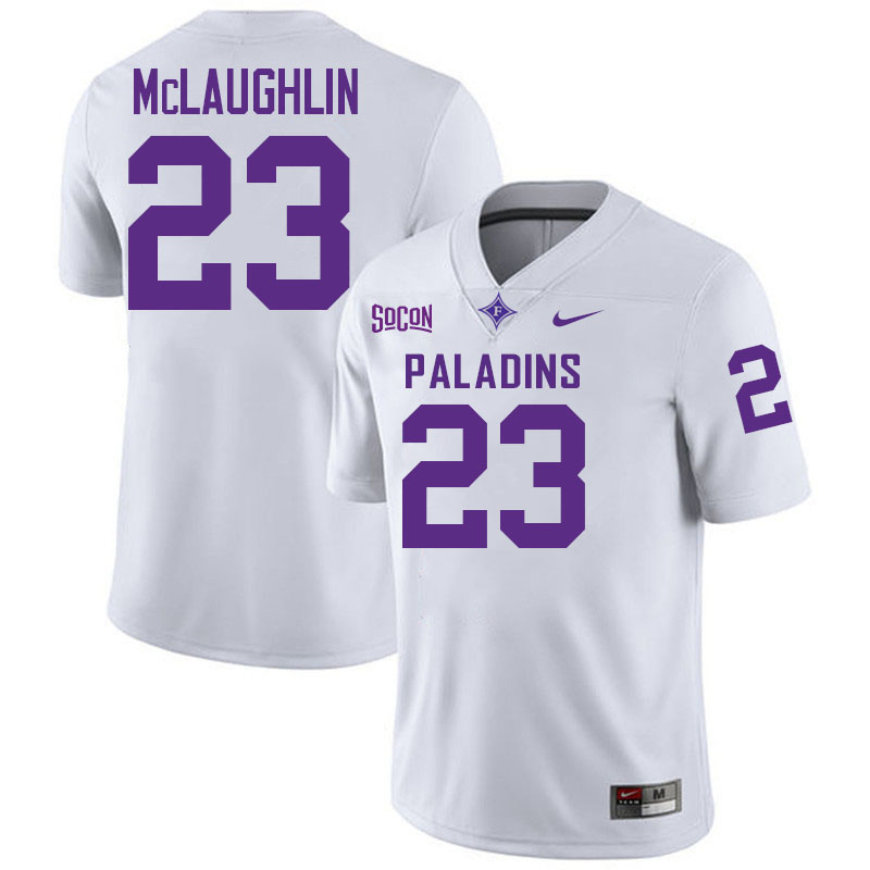 Furman Paladins #23 Luke McLaughlin College Football Jerseys,Uniforms-White